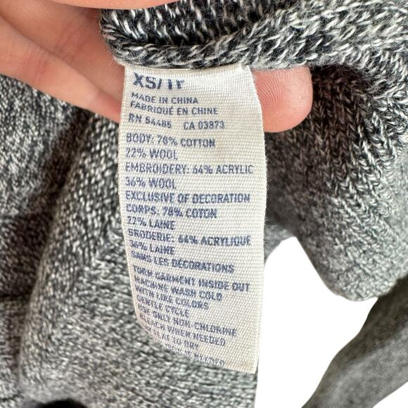 American Eagle Gray V-Neck Button Up Letterman Sweater Wool Cotton Size XS - Picture 6 of 6